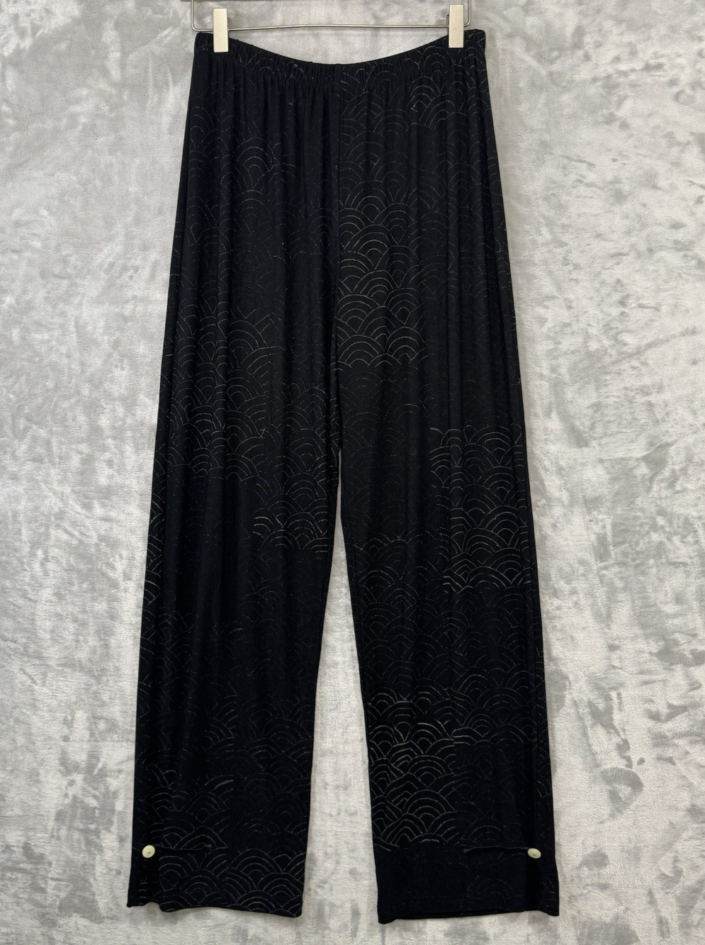 JG's Mad Lab Pants Womens Medium Black Painted Geometric Langenlook Artsy Button